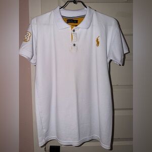 Ralph Lauren White Polo Shirt with Gold Accents